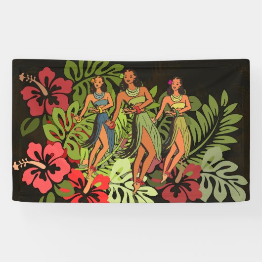 Hawaii Aloha Palm Hula Art Design Spandoek (Horizontaal)