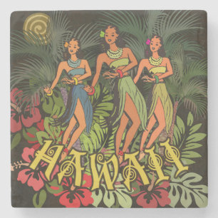 Hawaii Aloha Palm Hula Art Design Stenen Onderzetter