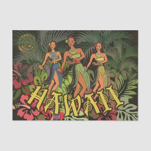 Hawaii Aloha Palm Hula Art Design Tissuepapier (Voorkant)