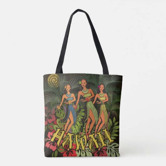 Hawaii Aloha Palm Hula Art Design Tote Bag (Achterkant)