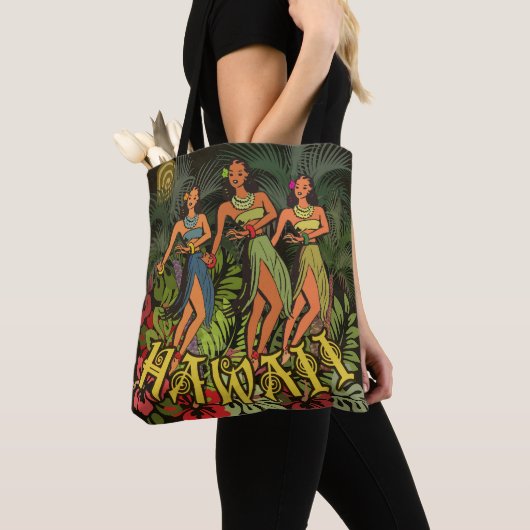 Hawaii Aloha Palm Hula Art Design Tote Bag (Dichtbij)