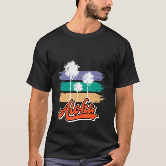 Hawaii Aloha Palm Tree Partij T-shirt (Voorkant)