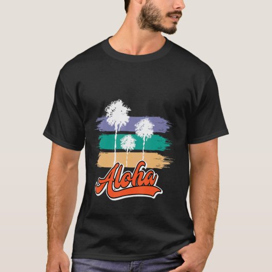 Hawaii Aloha Palm Tree Partij T-shirt (Voorkant)