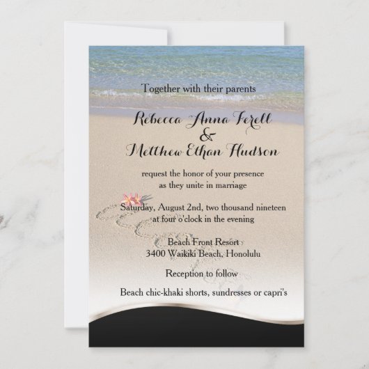 Hawaii Aloha Plumeria Flower Beach Wedding Invites Kaart (Voorkant)