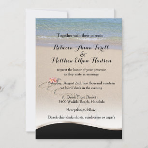 Hawaii Aloha Plumeria Flower Beach Wedding Invites Kaart