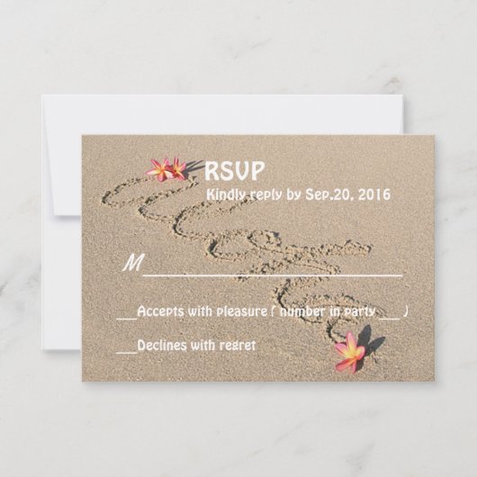 Hawaii Aloha Plumeria Flower Beach Wedding RSVP (Voorkant)