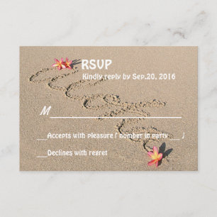 Hawaii Aloha Plumeria Flower Beach Wedding RSVP Kaartje