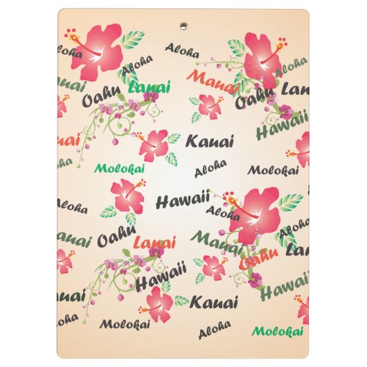 Hawaii Aloha Print met Flowers en Island Names Klembord (Achterkant)