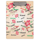 Hawaii Aloha Print met Flowers en Island Names Klembord (Voorkant)
