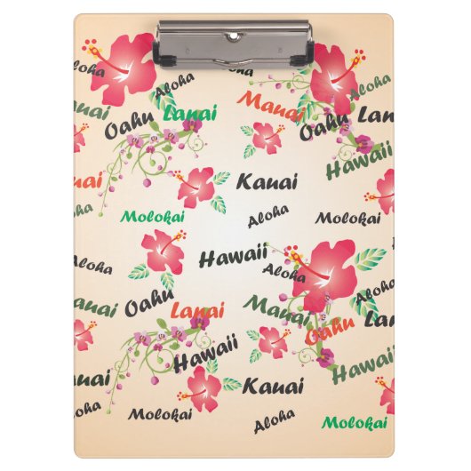 Hawaii Aloha Print met Flowers en Island Names Klembord (Voorkant)