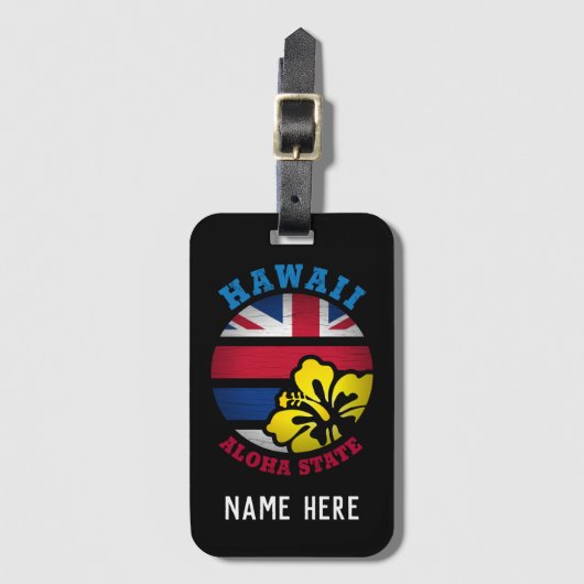 HAWAII ALOHA STATE FLAG BAGAGELABEL (Voorkant (verticaal))