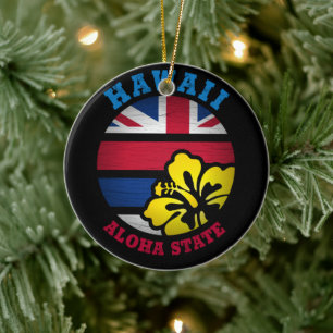 HAWAII ALOHA STATE FLAG KERAMISCH ORNAMENT