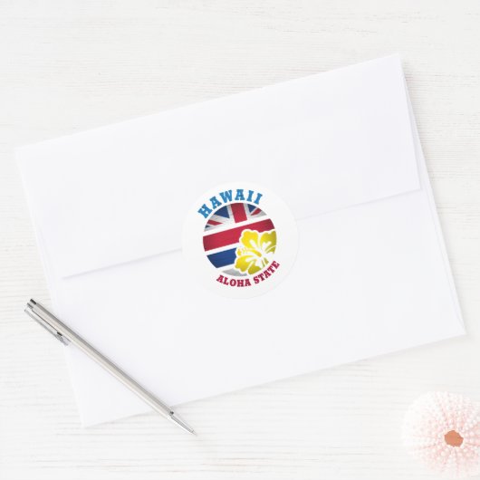 HAWAII ALOHA STATE FLAG RONDE STICKER (Envelop)