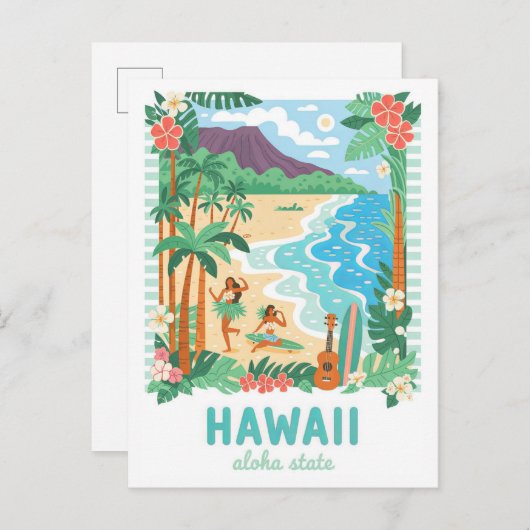 Hawaii Aloha State Verenigde Staten Zomerreizen Briefkaart (Voorkant / Achterkant)
