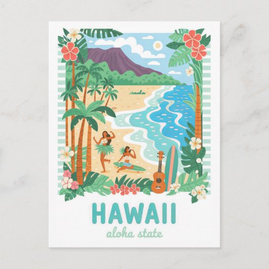 Hawaii Aloha State Verenigde Staten Zomerreizen Briefkaart (Voorkant)