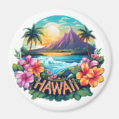 Hawaii Aloha Tropical Beach Bergen Reizen Magneet (Voorkant)