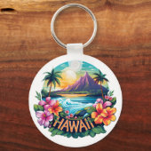Hawaii Aloha Tropical Beach Bergen Reizen Sleutelhanger (Achterkant)