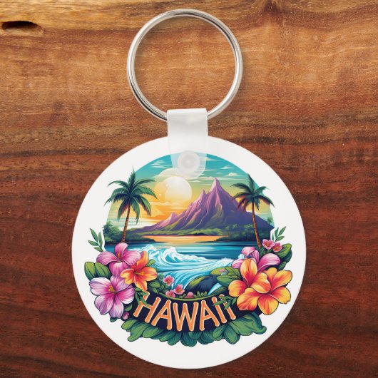 Hawaii Aloha Tropical Beach Bergen Reizen Sleutelhanger (Achterkant)