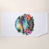 Hawaii Aloha Tropical Beach Bergen Reizen Strandlaken (Voorkant)