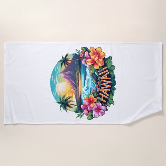 Hawaii Aloha Tropical Beach Bergen Reizen Strandlaken (Voorkant)