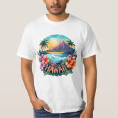 Hawaii Aloha Tropical Beach Mountains T-shirt (Voorkant)
