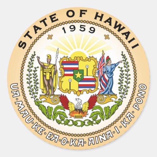 Hawaii: Amerikaanse vlag Ronde Sticker (Voorkant)