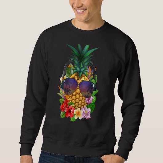 Hawaii Ananas Aloha Bloem Strand Backprint Trui (Voorkant)