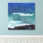 Hawaii Aqua Blue Ocean Waves Surf Zee Water Storm Canvas Afdruk (Insitu (Houten vloer))