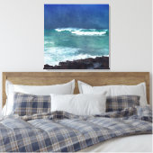 Hawaii Aqua Blue Ocean Waves Surf Zee Water Storm Canvas Afdruk (Insitu (Slaapkamer))
