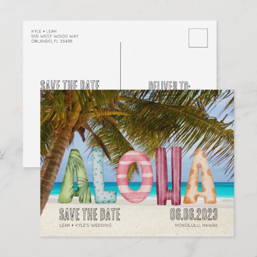 Hawaii Beach Aloha Wedding Save the Date Aankondigingskaart (Voorkant / Achterkant)