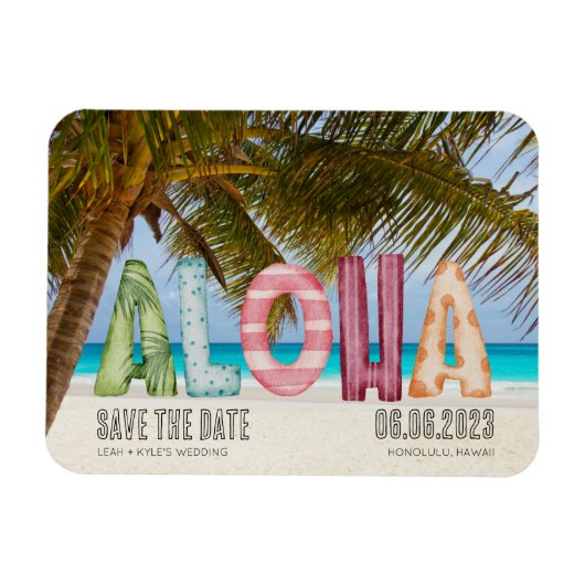 Hawaii Beach Aloha Wedding Save the Date Magneet (Horizontaal)