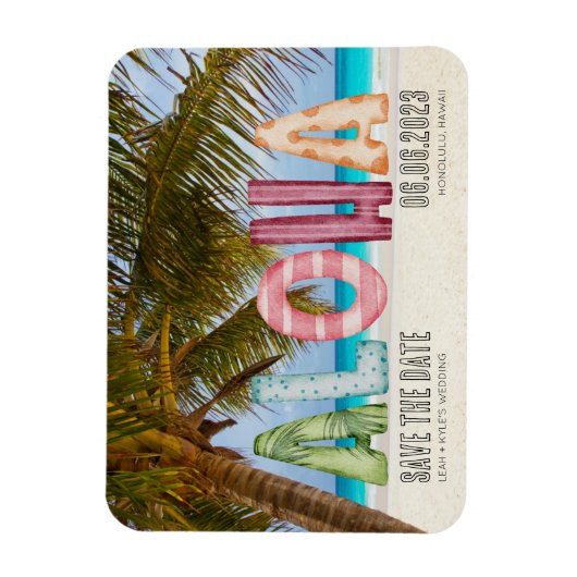Hawaii Beach Aloha Wedding Save the Date Magneet (Verticaal)