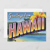 Hawaii Beach and Hibiscus Briefkaart (Voorkant / Achterkant)