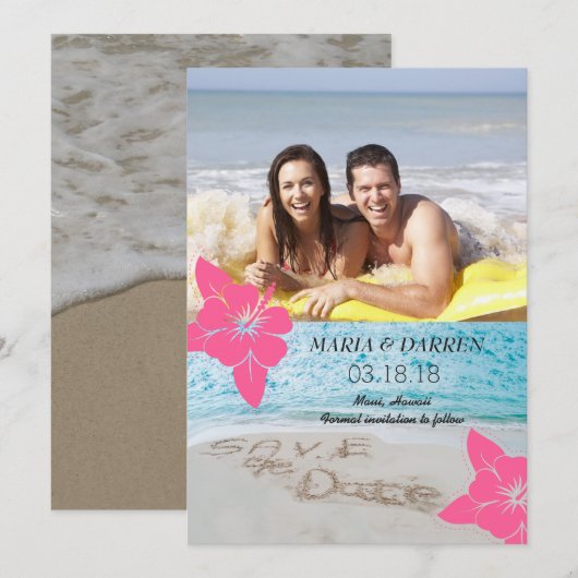Hawaii Beach Bewaar de datum Save The Date (Voorkant / Achterkant)