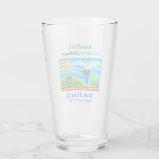 Hawaii Beach Birthday Party Trip Favor Pint Glas (Achterkant)