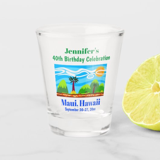 Hawaii Beach Birthday Party Trip Favor Shot Glas (Voorkant)