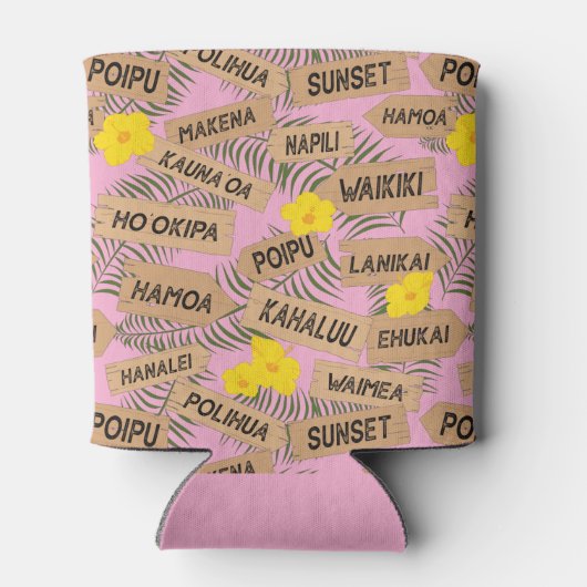 Hawaii Beach bruiloft roze Blikjeskoeler (Achterkant)