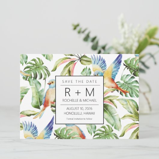 Hawaii Beach Destination Wedding Aankondiging (Staand voorkant)