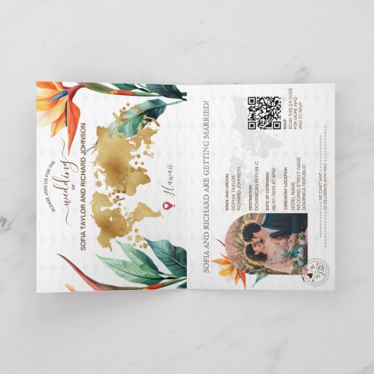 Hawaii Beach Destination Wedding Passport QR-code (Binnen)