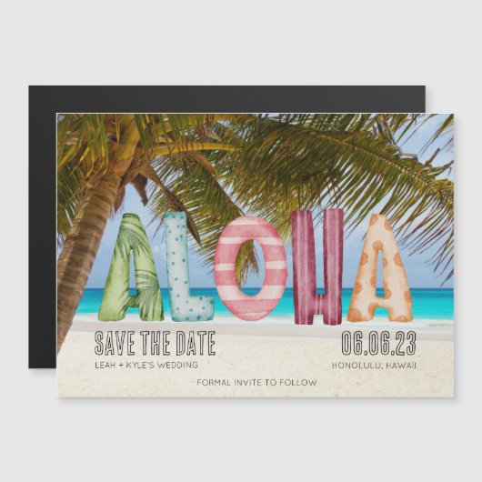 Hawaii Beach Destination Wedding Save the Date Magnetische Uitnodiging (Voorkant / Achterkant)