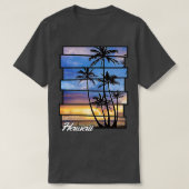 Hawaii Beach Hawaiian Sunset Retro Foto Island Pa T-shirt (Design voorkant)