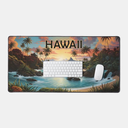 Hawaii Beach Mountains Schilderen Bureaumat (Keyboard & Muis)