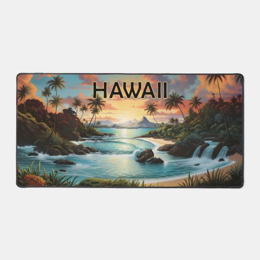  Hawaii Beach Mountains Schilderen Bureaumat (Voorkant)