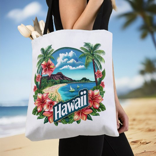 Hawaii Beach Mountains Tropische bloemen Reizen Ku Tote Bag