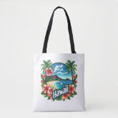 Hawaii Beach Mountains Tropische bloemen Reizen Ku Tote Bag (Voorkant)