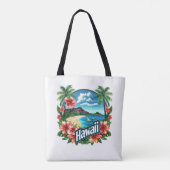 Hawaii Beach Mountains Tropische bloemen Reizen Ku Tote Bag (Achterkant)