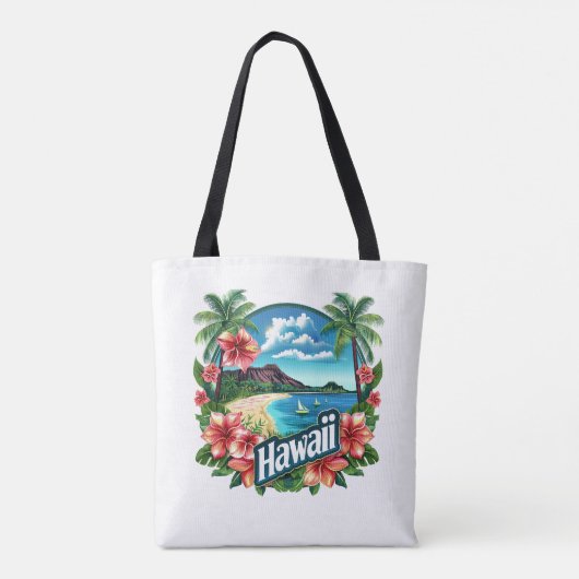 Hawaii Beach Mountains Tropische bloemen Reizen Ku Tote Bag (Achterkant)