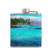 Hawaii Beach Palm Trees Zomer is een gemoedstoesta Heupfles (Achterkant)