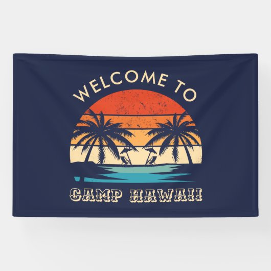 Hawaii Beach Party Retro zonsondergang Spandoek (Horizontaal)
