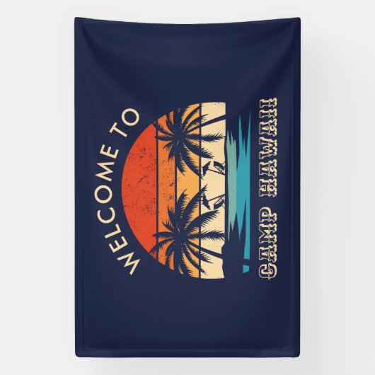 Hawaii Beach Party Retro zonsondergang Spandoek (Verticaal)